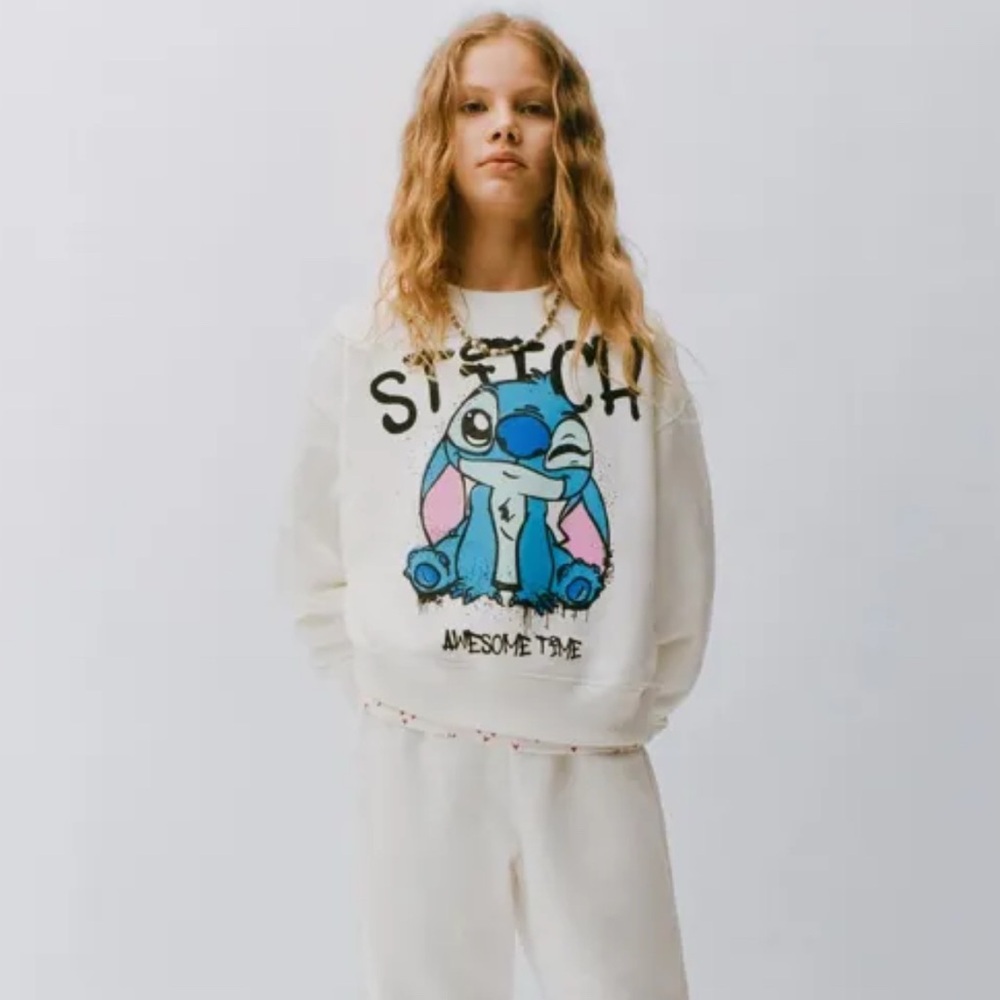 ZARA Girls Size 13-14 LILO & STITCH DISNEY PRINTED OVERSIZED SWEATSHIRT